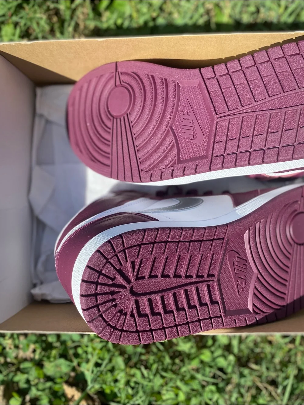 Jordan High-Top Sneakers in White, Burgundy & Silver